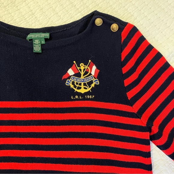 Ralph Lauren Navy & Red Striped Sailor Sweater - Picture 2 of 3